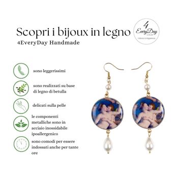 Boucles d'oreilles en bois L'Allégorie avec Vénus et Cupidon par Bronzino 4