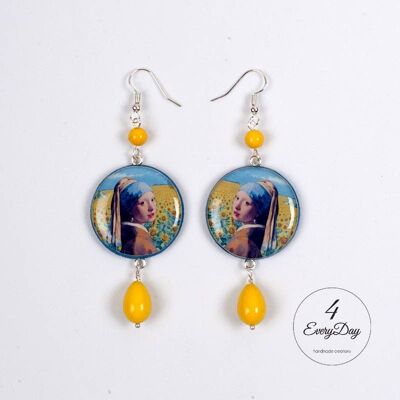 Wooden earrings Girl with pearl earring by Vermeer