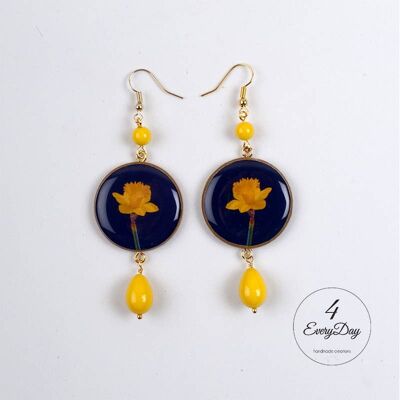 Yellow Narcissus wooden earrings