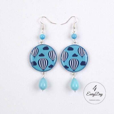 Earrings: Blue Air Balloons