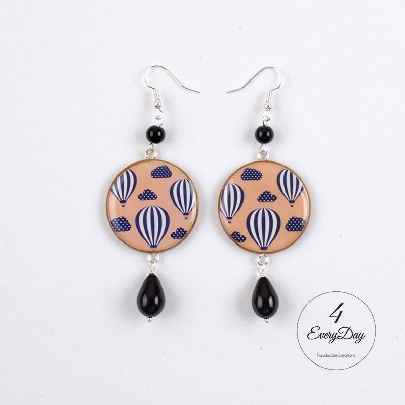 Orecchini : Mongolfiere senape