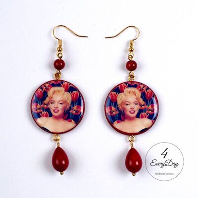 Pendientes de madera rojos Marilyn Monroe