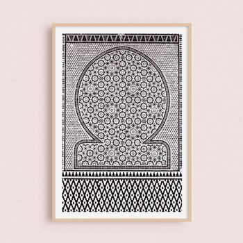 Affiche / Photographie - Mur Zellige Noir & Blanc | Oujda Maroc 30x40cm 1