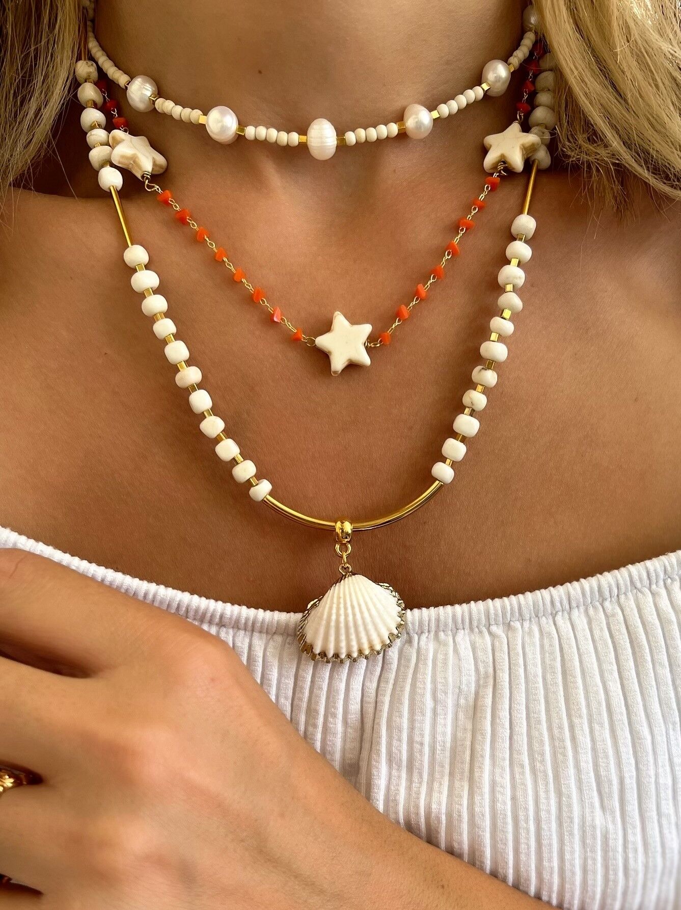 Beach sales shell choker