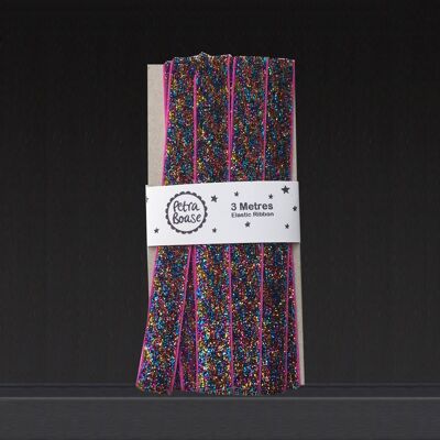 3m Elastic Ribbon - Pack of 3 - Confetti Glitter