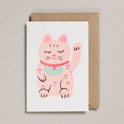 Riso Papercut Cards - Pack of 6 - Lucky Cat
