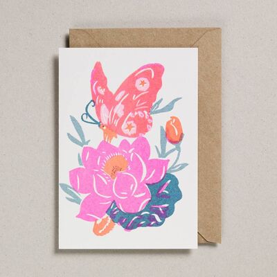 Riso Papercut Cards - Pack of 6 - Pink Butterfly