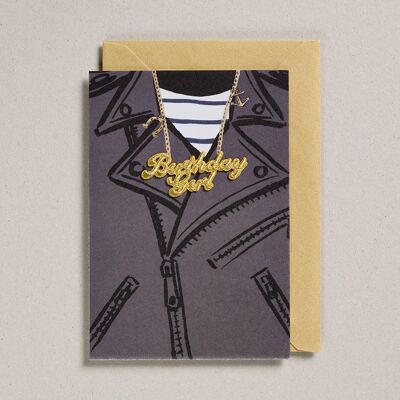 Gold Word Cards - Pack of 6 - Birthday Girl Biker Jacket