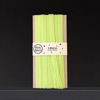 3m Cotton Ribbon - Pack of 3 - Acid Green