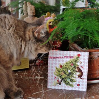 Carte de voeux Chats dans le sapin de Noël (avec enveloppe) 3