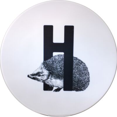 Letter board H with hedgehog