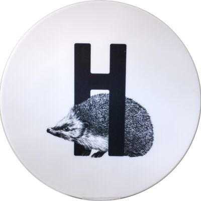 Letter board H with hedgehog
