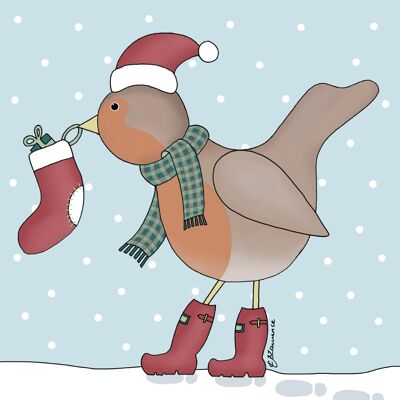 Christmas Range - Robin in Wellies