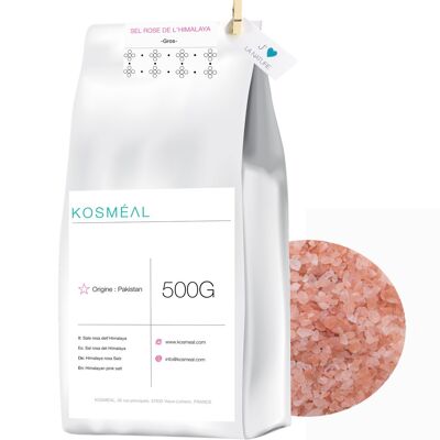 Sal rosa del Himalaya 500G | Grado alimenticio | Venta al por mayor | Embalaje ecológico Papel Kraft blanco