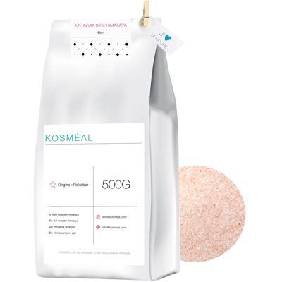 Rosa Himalaya-Salz 500G | Lebensmittelqualität | Ende | Umweltfreundliche Verpackung Weißes Kraftpapier