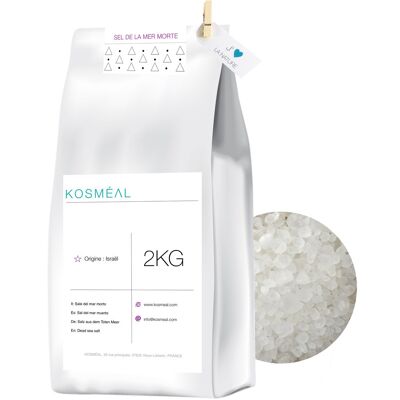 Dead Sea Salt 2KG - Natural Minerals - from Israel - Eco Friendly White Kraft Paper Packaging