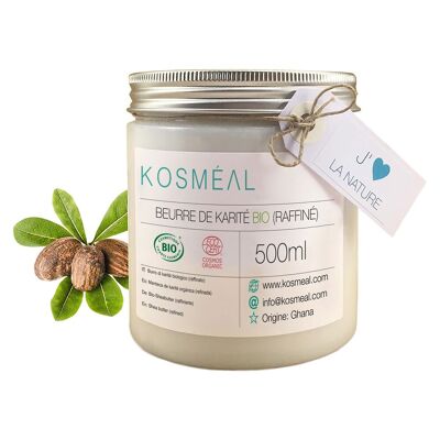 Beurre de Karité BIO raffiné 500ml | Certifié COSMÉ BIO et ECOCERT | Sans odeur