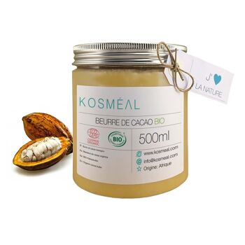 Beurre de Cacao BIO Brut 500ml | Certifié COSMÉ BIO et ECOCERT 1