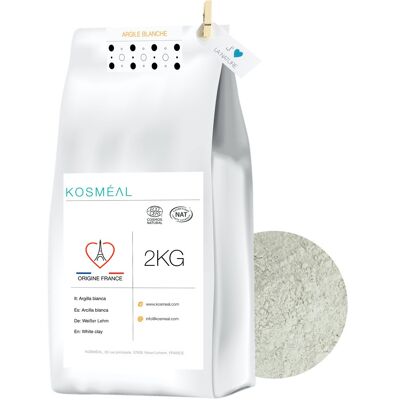 Kaolin White Clay 2KG | Origin FRANCE | COSMe BIO and Ecocert certified