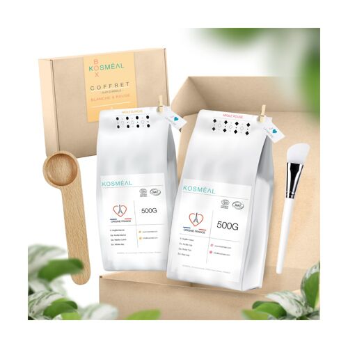 KOSMÉAL | Coffret Cadeau BIO | Argile Blanche & Rouge Française | Certifiés COSMÉ BIO et Ecocert