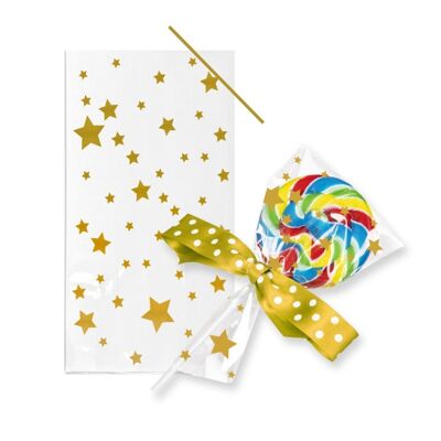 Gold Star Plätzchen-/Lollipop-Cellotaschen mit Drehbändern