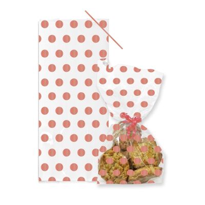Rose Gold Polka Dot Cello Bags with Twist Ties