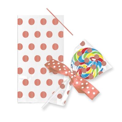 Rose Gold Polka Dot Cookie/Lollipop Cello Taschen mit Twist Ties