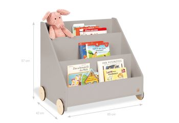 Bibliothèque pour enfants sur roulettes 'Lasse', gris 3