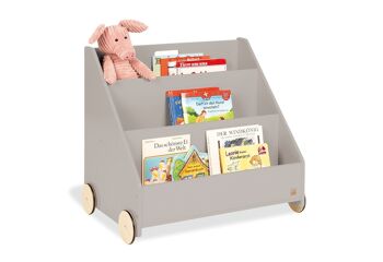 Bibliothèque pour enfants sur roulettes 'Lasse', gris 1