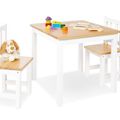 Children's seating group 'Fenna', white/natural, 3-part.