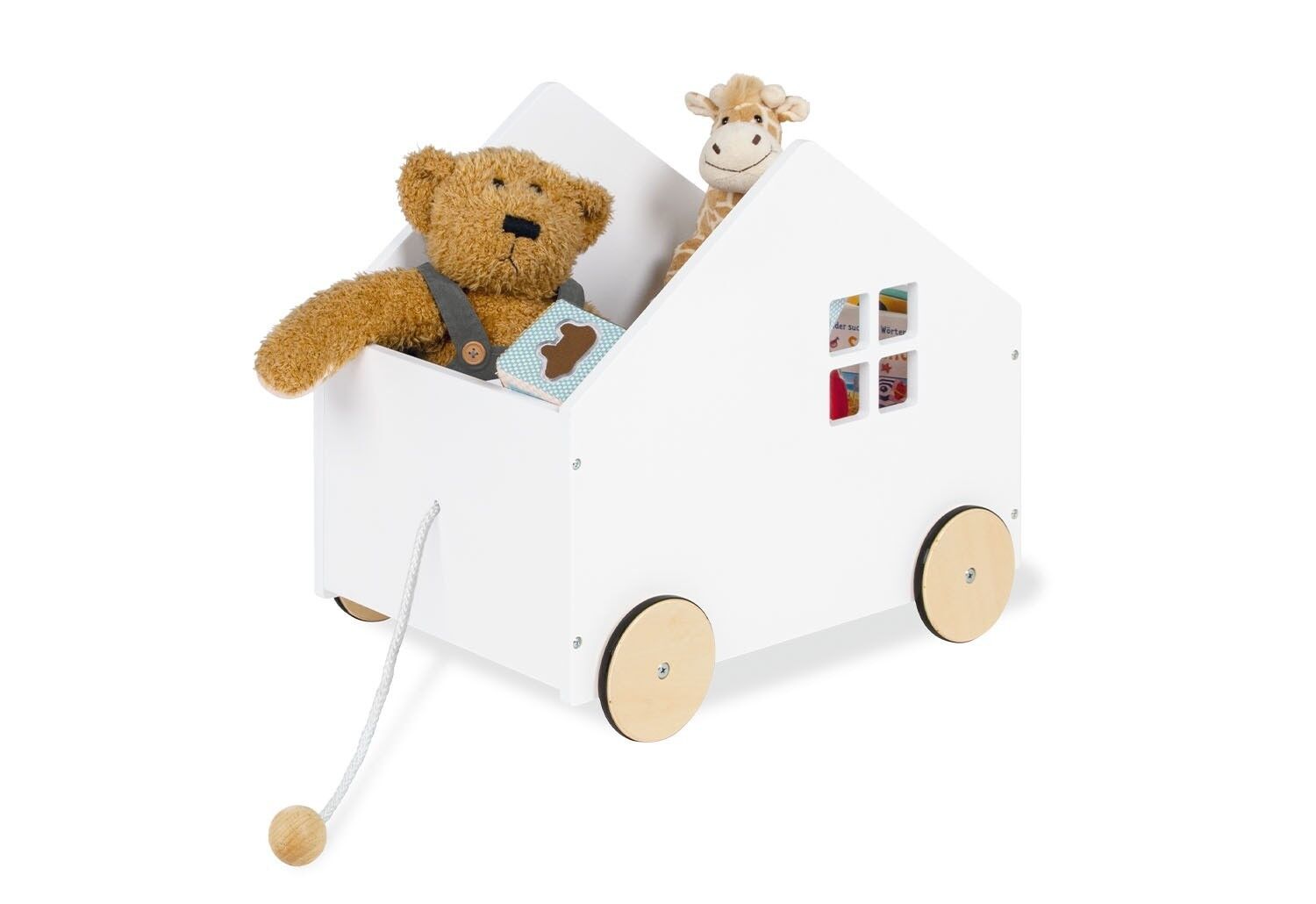 Boîte de jeu avec roues 'Hydda', blanche (avec FSC)