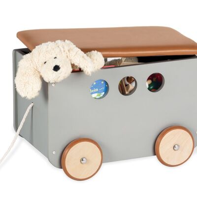 Toy box with wheels 'Jim', grey