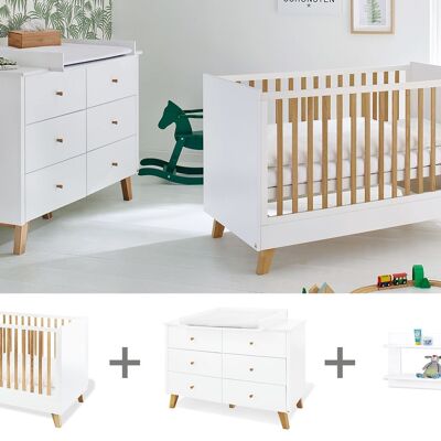 Chambre d'enfant 2 pièces 'Pan' extra large, y compris étagère murale