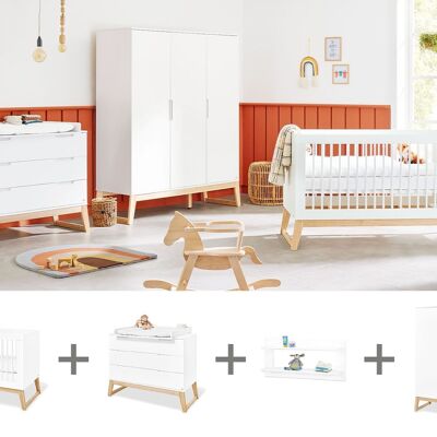 Habitación infantil 'Puente' ancha grande, incluyendo estante de pared