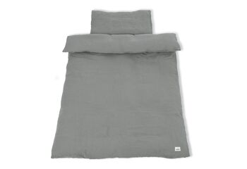 Linge de lit en mousseline grise pour lit d'enfant, 2 pièces. 2