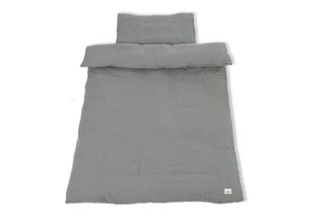 Linge de lit en mousseline grise pour lit d'enfant, 2 pièces. 1