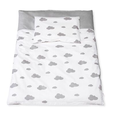 Percale reversible bed linen for children's beds 'Wölkchen', grey, 2-piece.