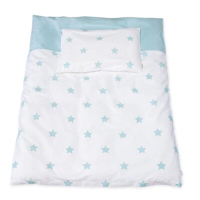Percale reversible bed linen for children's beds 'Sternchen', light blue, 2-piece.