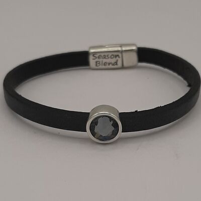 Bracelet cuir Timeless gris foncé