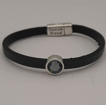Bracelet cuir Timeless gris foncé