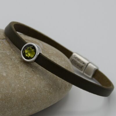 bracelet cuir Timeless vert olive
