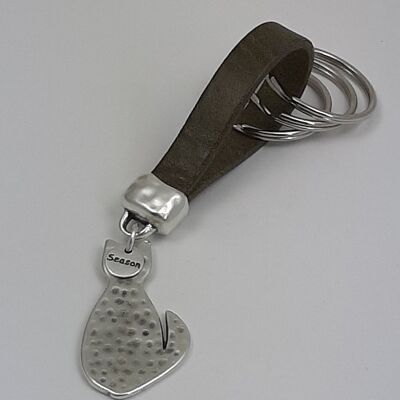 Keychain leather I love Cats!