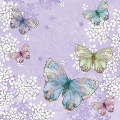 *(S) Ti Flair Bellissima Farfalla Lilac Lunch Napkins 3 ply