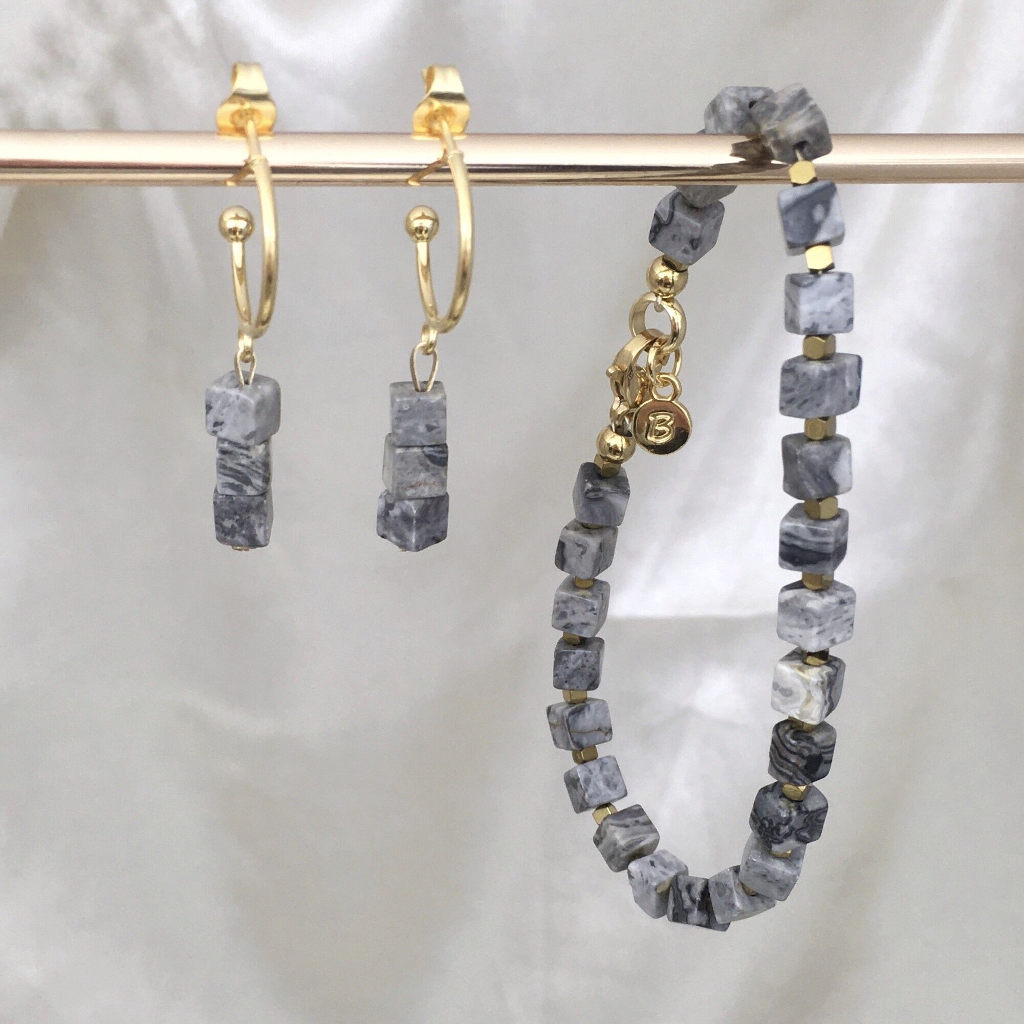 Set Baixa Armband & Ohrring grau