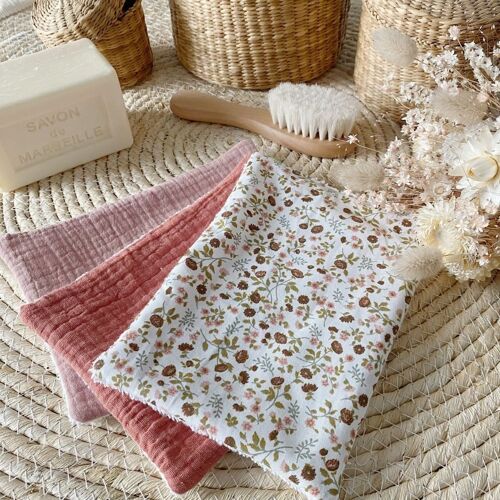 Maxi lingettes débarbouillettes lavables éponge BIO Little flowers