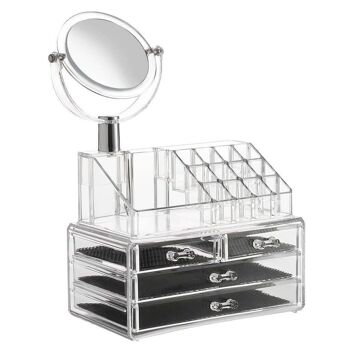 Organisateur de maquillage en acrylique avec miroir