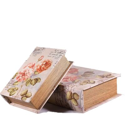 Faux Book Box Flowers Set/2 27cm