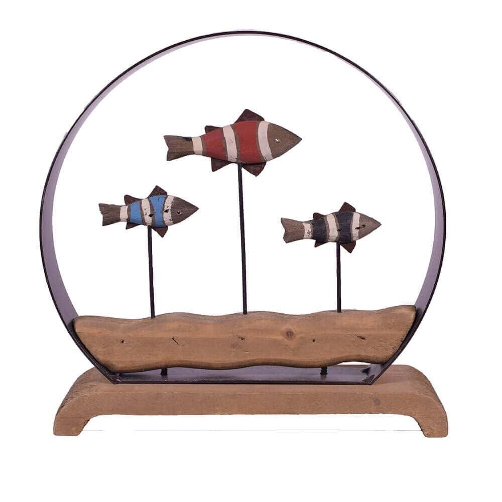 Pesce su base in legno
