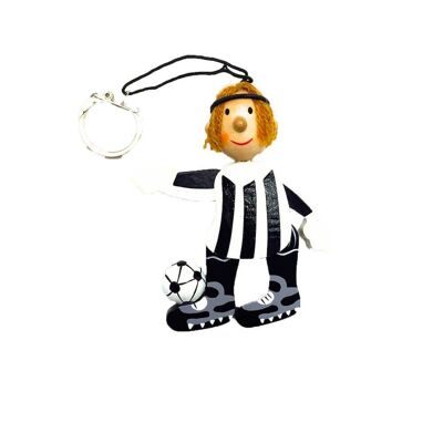 Football Player Wooden Keychain - B&W