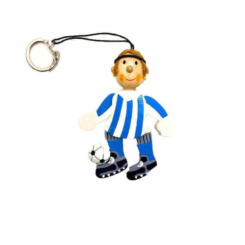 Football Player Wooden Keychain - Blue&White